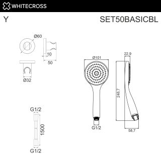 Душевая лейка WHITECROSS SET50BASICGLB брашированное золото