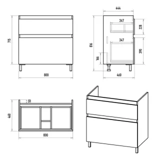Напольная тумба под раковину Misty Лаки 80 см П-Лак-01080-5012Я серый