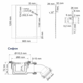 Душевой поддон Wasserkraft Main 41T07 120x90
