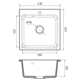 Мойка кухонная Reflexion Base 43-SD RX0743SD песочный
