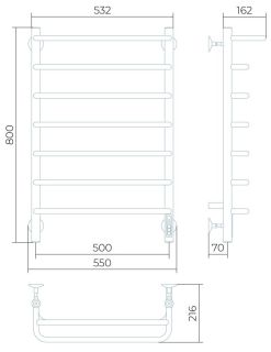 Электрический полотенцесушитель Larusso Стандарт П7 50x80см с полкой белый матовый 4670078536594