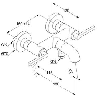 Смеситель для ванны и душа Kludi Nova Fonte Puristic хром 205400515