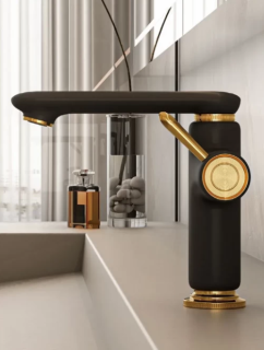 Смеситель для раковины Gappo G1009-63 чёрный/золото