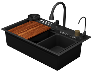 Кухонная мойка многофункц. DQ нерж.сталь темный графит в комплекте со смесителем и аксессуарами (DKS754605)