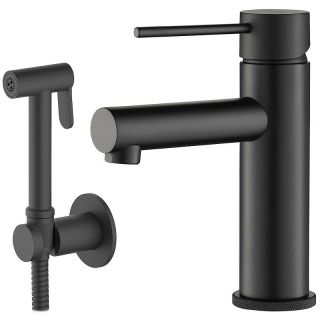 Смеситель для раковины с гигиеническим душем Timo Saona 2360/03G чёрный матовый