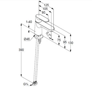 Смеситель для раковины Kludi Louva 242723975 чёрный матовый