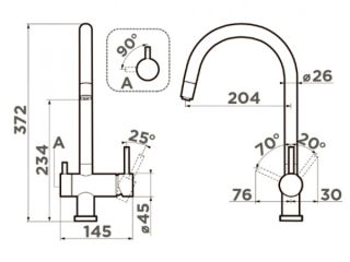 СМЕСИТЕЛЬ OMOIKIRI YAMADA P-BL 4974226 ДЛЯ КУХНИ С ПОДКЛЮЧЕНИЕМ К ФИЛЬТРУ ЧЁРНЫЙ