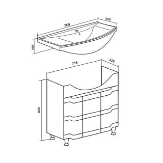 Тумба под раковину Runo  (под умывальник Стиль 75) Стиль 75 (00000001127)