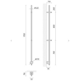Электрический полотенцесушитель Broner Bruno BV.007.170.0000.SS 170 см с кнопкой сатин шёлк