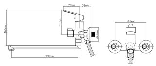 Смеситель для ванны с душем BOOU B8255-18F хром
