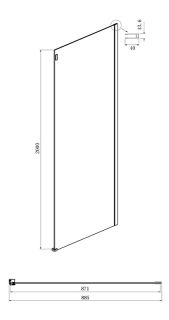 Боковая стенка Ambassador Benefit 90HB 90см чёрный/прозрачное