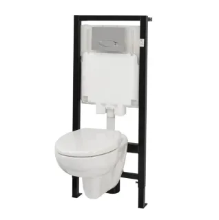 Инсталляция Jacob Delafon E21733RU-00 с унитазом Brive сиденье микролифт клавиша смыва хром