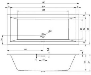 Акриловая ванна Riho Rethink Cubic B108001005 190х80см белый