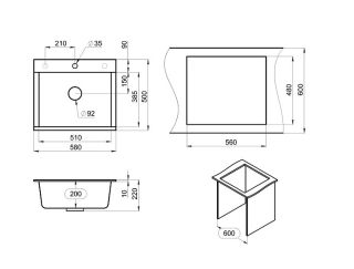 Мойка кухонная Granula 5804, ТУРМАЛИН