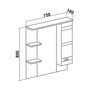 Зеркальный шкаф Runo правый Турин 85 (УТ000002105)