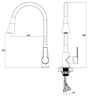 Смеситель для кухни Stella Polar Тулуза S3865-2 хром черный