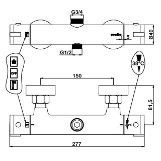Смеситель для душа Swedbe Hermes 9022 термостатический хром