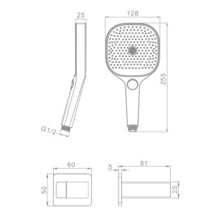 Лейка для душа с держателем и шлангом Raglo R476.41 хром