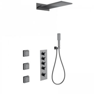 Душевой комплект Wonzon & Woghand WW-D4100-BGG с термостатом тёмный графит