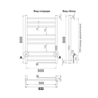 Полотенцесушитель электрический Indigo Line Trinity LСLTE80-50GNSRt 80x50 см оружейная сталь