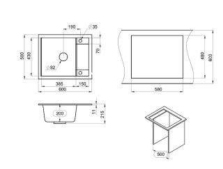 Мойка кухонная Granula 6002, ТУРМАЛИН