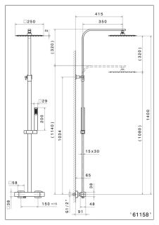 Душевая стойка Kerama Marazzi Futura 61158KM.01.093 с термостатом чёрный матовый
