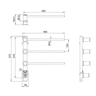 Полотенцесушитель электрический встраиваемый Wonzon & Woghand Hamburg WW-AL313-GM 46x57 см с внутренней частью тёмный графит