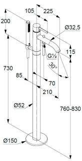 Напольный смеситель для ванны Kludi Bozz чёрный матовый 385903976