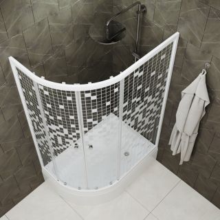 Душевой уголок Triton Коралл Щ0000061783 правый 120x80 см профиль белый стекло мозаика