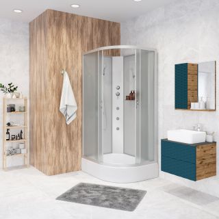 Душевая кабина Niagara NG-33094-14LBKG с гидромассажем 100x90см серебро/матовое