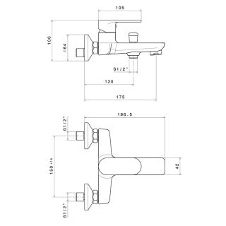 Смеситель для ванны с душем Kerama Marazzi Piano 69340KM.21.018 хром