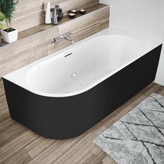 Акриловая ванна Riho Desire Corner Velvet Sparkle System LED B088004220 L 184x84см с аэромассажем и подсветкой чёрный матовый/белый матовый