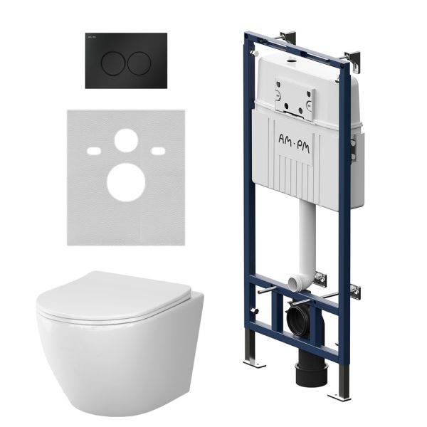 Унитаз с инсталляцией AM.PM Like IS100138.801900 черный