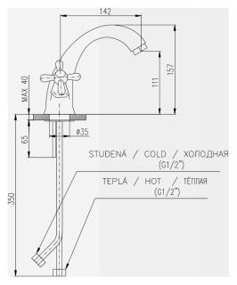 Смеситель для раковины Rav Slezak Morava retro MK429.5SM Бронза