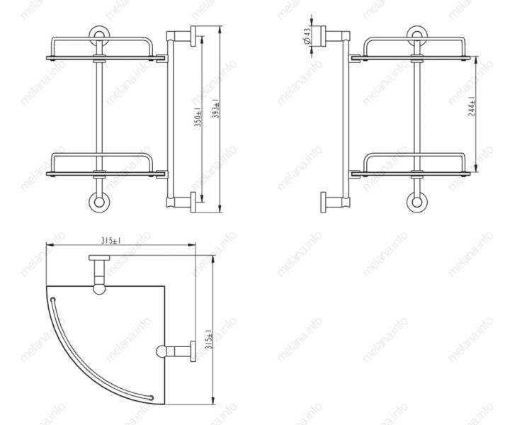 Полка двойная Melana MLN-SY3004 сатин