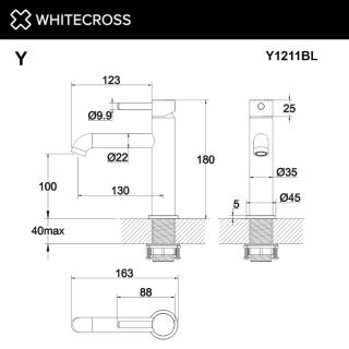 Смеситель для раковины WHITECROSS Y Y1211BL чёрный матовый
