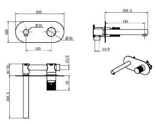 Встраиваемый смеситель для раковины Boheme Stick 125-WG.2 белый/золото