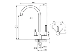 Смеситель для кухни Granula Kitchen Space 7104, СТАЛЬ МАТОВАЯ