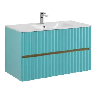 Тумба под раковину ArtMax Elegant AM-ELEGANT-1000-2C-SO-MM-LED 100 см светло-зелёный матовый