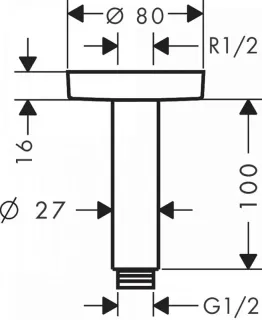 Держатель верхнего душа Hansgrohe  27393140 шлифованная бронза