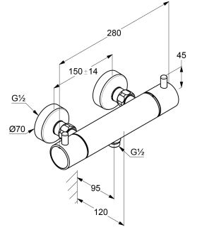 Смеситель для душа Kludi Bozz 35203N038 с термостатом брашированное золото