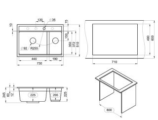 Мойка кухонная Granula Kitchen Space 7302, АРКТИК