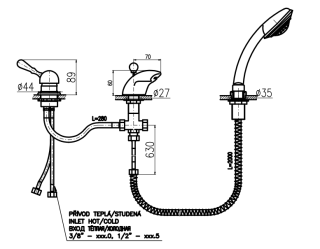 Смеситель на борт ванны Rav Slezak Labe L470.5SSM бронза