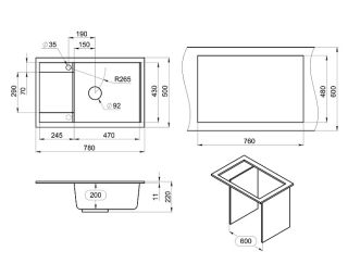 Мойка кухонная Granula 7805, ТУРМАЛИН