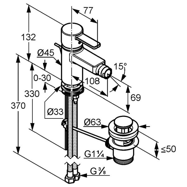 Смеситель для биде Kludi Zenta хром 385300575