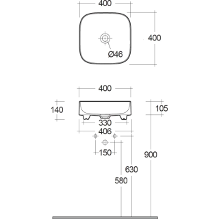 Раковина Kludi Resa C 58CW3039 40 см чёрный матовый