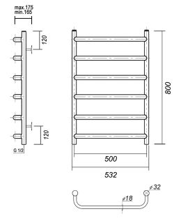 Полотенцесушитель водяной Domoterm Стефано П6 500x800 хром
