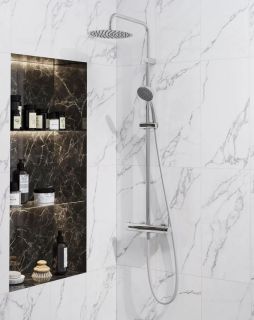 Душевая стойка Kerama Marazzi Nota 8236KM.21.018 на 2 потока с механическим смесителем и с ручным душем на 5 режимов хром