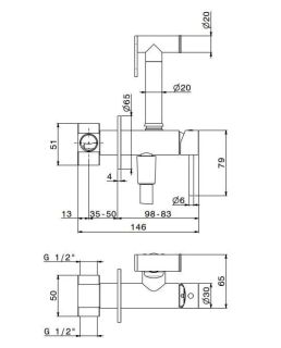Гигиенический душ со смесителем Kerama Marazzi Futura 886KM.01.093 чёрный матовый