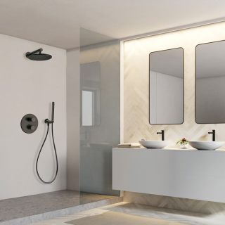 Встраиваемый смеситель для душа Paini Cox 78PZ691TH с термостатом чёрный матовый